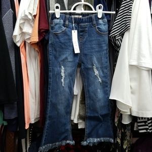 Mae Li Rose Frayed Bell Bottom Jeans